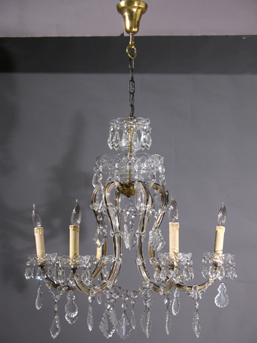 Pair of 6-Light Crystal Chandeliers